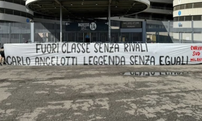 striscione curva sud milan Ancelotti