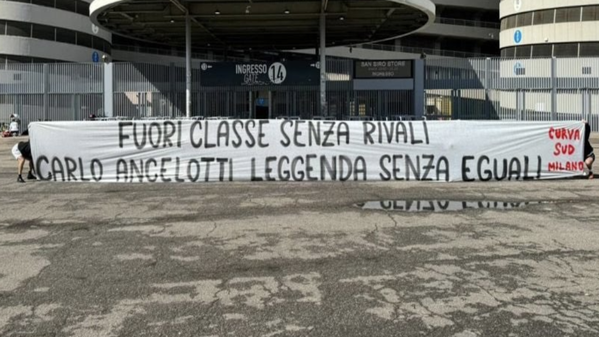 striscione curva sud milan Ancelotti